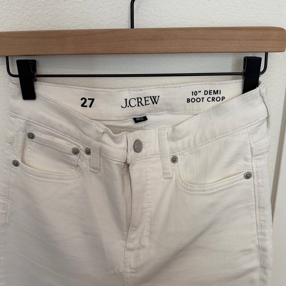J. Crew Off-White Demi Boot Crop Jeans